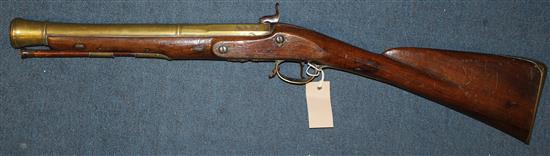 A 19th century Irish percussion cap blunderbuss, overall 30in.